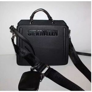 NWT STEVE MADDEN BEVELYN SATCHEL CROSSBODY BAG W AIR POD CASE BLACK TIK TOK